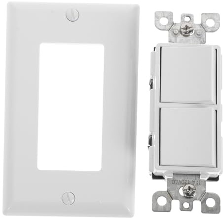 CLISPEED Interruptor Doble de Luz con Blanca y Tornillo de Conexión Tierra Doble Palanca Independiente para Control de Dos Luces Diseño Compacto para Hogar y Oficina