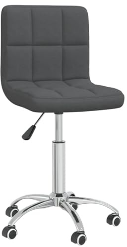 QJBSAVVA Esszimmerstuhl Drehbar Dunkelgrau 40x47x74,5-86 cm Stoffbezug Gasdruckfeder höhenverstellbar 360° Rollen Moderner Polsterstuhl für Küche Esszimmer Büro