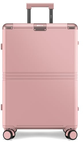 ONYX Hybrid-Pro Koffer Mittelgroß 65x42x28, Leichter 4,8kg Hartschalen-Koffer mit TSA-Schloss Aluminiumverschluss und leisen 360°-Rollen, 70L Reisekoffer aus robustem Polycarbonat, Candy Pink