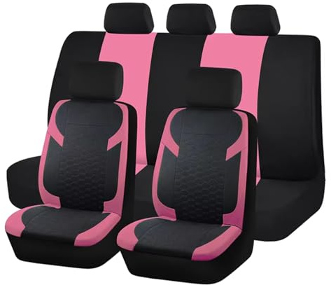 IUKMRT Universal Sitzbezüge Auto Universeller Sitzbezug Aus Schwarzem Rautenmuster Passend Für Die Meisten SUVs Und Vans(Pink)