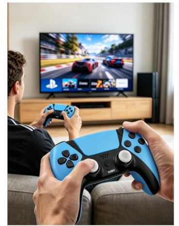 Wireless für PS4 Controller,Programmierbaren Tasten Turbo,ALPS-Sticks Blau | Kompatibel mit Playstation 4 Pro Slim und Langlebigem Akku,PC Game Dual Vibration Shock 4 Gamepad mit Gyro Sensor Touchpanel