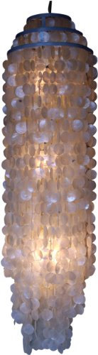 GURU SHOP Deckenlampe/Deckenleuchte, Muschelleuchte aus Hunderten Capiz, Perlmutt Plättchen - Modell Samos, 150x40x40 cm