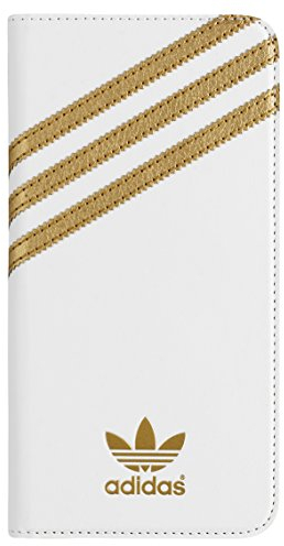 adidas Basics Premium Booklet Schutzhülle für Apple iPhone 6 Plus, Weiß/goldfarben
