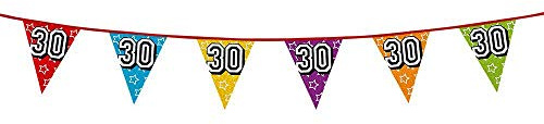 Boland - Holographic Bunting Number, 1 Piece, Length 800 cm, Flag Chain, Stars, Hanging Decoration, Multi-Colour, Garland, Theme Party, Birthday, Anniversary, Nursery