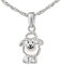 CLEVER SCHMUCK Halskette kleiner Schaf Anhänger lustig lachendes Gesicht weiß schwarz Kette Singapur 40 cm Sterling Silber 925 in Geschenkfaltbox