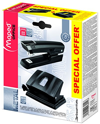 Maped 898014 Heftgerät- und Locher-Set Essentials, schwarz