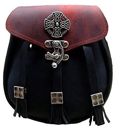 Kilt Tasche Sporran Kreuz der Kelten Farbe schwarz rot
