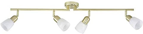 BRILLIANT Lampe Sofia Spotrohr 4flg messing/weiß-alabaster | 4x D45, E14, 40W, geeignet für Tropfenlampen (nicht enthalten) | Arme drehbar/Köpfe schwenkbar