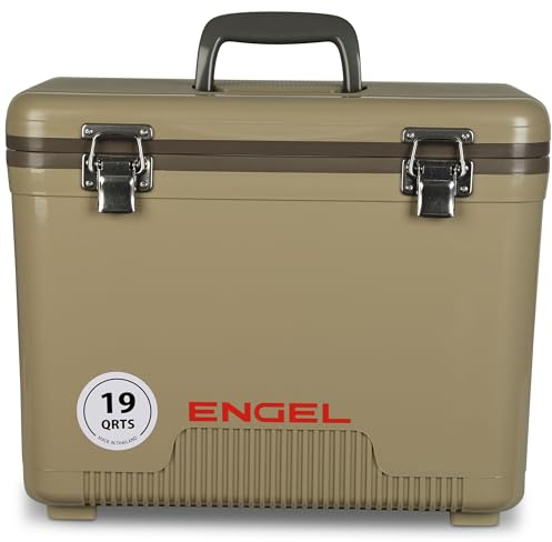 ENGEL Kühlbox 19qt (18 Liter) Auslaufsicher, Luftdicht, Tragbare, Kleine Kühlbox für Camping, Picknick, Wandern, Festival - Eisbox Ohne Strom für Männer & Frauen, 42 x 28,6 x 32,4 cm im Hellbraun