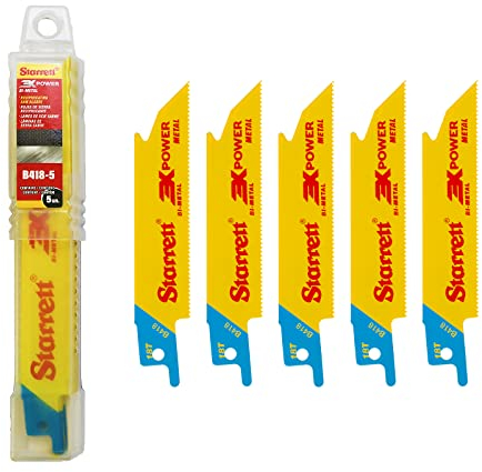 Starrett Metall Schneiden Säbelsägeblatt - 5 Stück B418-5 100 mm/4 Zoll 18 TPI Unified Shank Straight Cut Bi-Metal - Kompatibel mit Bosch, Dewalt, Makita und vielen anderen