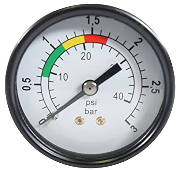 well2wellness® Pool Manometer Wasser Druckmesser mit rückseitigem Anschluss 1/4 Zoll 0-3 bar (P2229)