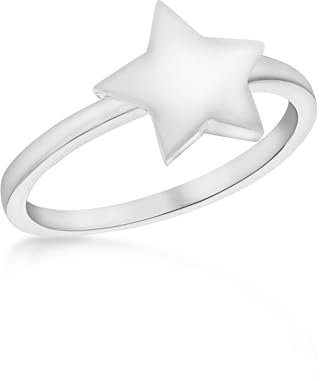 Tuscany Silver Damen Sterling Silber Überzogen mit Rhodium Plain Star Ring 8.7 x 9.5mm P