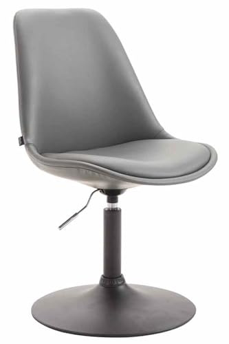 CLP Esszimmerstuhl Maverick Kunstleder I höhenverstellbarer Lehnstuhl I Drehstuhl mit Trompetenfuß I Sitzhöhe von ca. 43-48 cm - Farbe grau Gestell Farbe schwarz