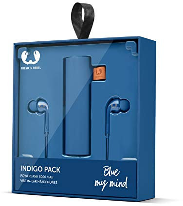 Fresh 'N Rebel Gift pack 8GIFT02IN | Set regalo con auricolari Vibe in-ear & Powerbank 3000 mAh, blu