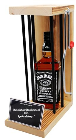 Whiskey J.Daniel Geschenk Geburtstag Geschenke - Eiserne Reserve Black Edition - Geschenkidee Text s/w Herzlichen Glückwunsch zum Geburtstag Bourbon Whisky (1 x 0.70 l)