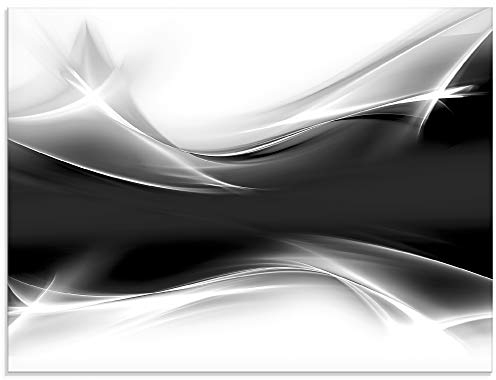 ARTLAND Spritzschutz Küchenrückwand Küche Herd Glas mit Motiv 80x60 cm Design Rückwand Bad Modern Abstrakt Kunst Kreativ Schwarz Weiß T9EW