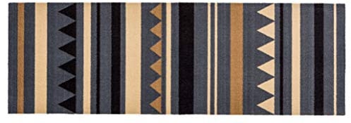 Rutschfester Teppich Wohnzimmer - Miabella Fußmatte innen - Küche Läufer Flur Schmutzfangmatte - Sauberlauf waschbar 50x150cm Streifen grau-braun
