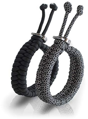 The Friendly Swede 2 Stück Freundschaftsarmband aus Paracord mit Metallverschluss und Verstellbarer Größe (Schwarz Reflektierende)