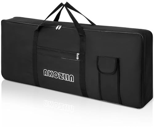 AKOZLIN 61 Keys Portable Padded Keyboard Case,Dimension 40X6X16, Electric Piano Keyboard Gig Bag (Black)