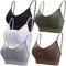 BQTQ 5 Pezzi Reggiseno a Canotta V Collo Bralette Senza Ferretto per Donna (Marrone, Bianco, Nero, Oliva Scuro, Grigio, L)