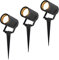 HOFTRONIC - 3er Spikey LED Strahler mit Erdspieß 4 Watt 345lm 2700K Schwarz IP64 Wasserdicht Außenlampe für die Beleuchtung von Garten, Terrasse, Pflanzen, Wegen, Teich Außen-Strahler Gartenstrahler