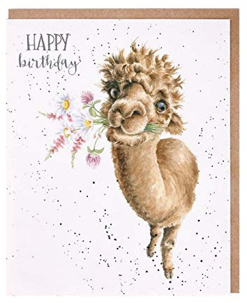 Wrendale - OC099 - Grußkarte, Doppelkarte mit Umschlag, Geburtstag, Lama, Happy Birthday, 14cm x 17cm