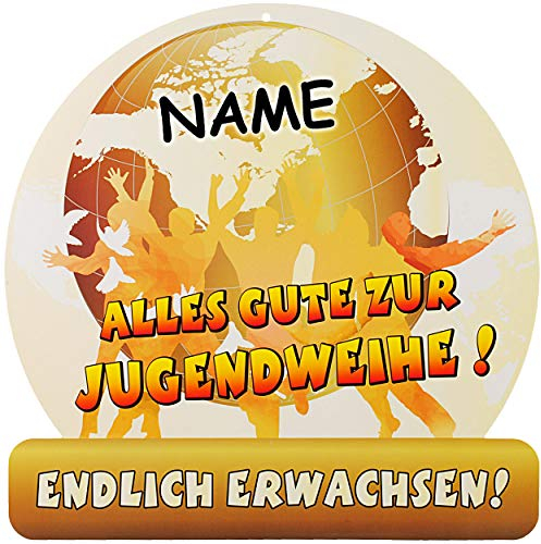 XL Deko Schild - Alles Gute zur Jugendweihe ! - 50 cm - inkl. Name - Glückwunsch Dekoschild - Partyschild - Bild Wanddeko - Wanddekoration - Raum - Banner Par..
