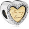 LaMenars Hand gezeichnete Liebe Herz Happy Anniversary 925 Sterling Silber Anhänger Perlen mit Cubic Zirconioa Passt Europa Geschenke für Frauen Mädchen Armband und Halskette