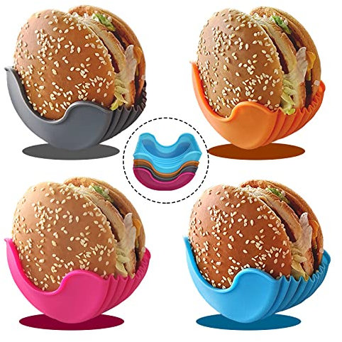 Canocchi Hamburger originale – guscio igienico riutilizzabile – Hamburger – Hamburger carne manzo Grill Box – Silicone Burger Make Mold(4PCS)