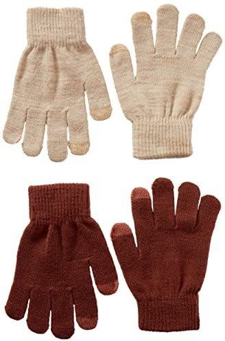 NAME IT Girl's NKFMAGIC 2P Magic Touch Winter Gloves, Apple Butter, 8