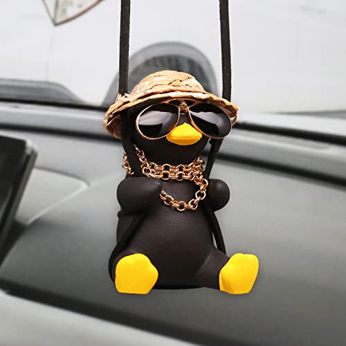 Hängende Ente Auto Hängende Ornament, Cool Auto Hängende Zubehör für Rückspiegel, Süßer Auto Anhänger Schaukel Sonnenbrille Ente Hängende Schaukel
