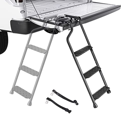 AA Product - Escalera Plegable para Puerta Trasera de camioneta con Pedal Ancho, Antideslizante, Resistente, para camión, fácil de Instalar, Acero Duradero, Capacidad de 660 Libras (Patente USPTO