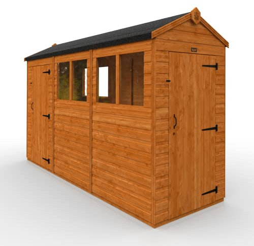 TigerFlex Shiplap Apex 2 Door Windows Wooden Garden Shed 12 x 4 ft