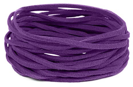 LEREATI Faux Leather for Jewellery Making, 3mm Suede Cord Flat Leather String, 5m Thong Cord Beading Thread for Necklace, Bracelet, Pendants, Dream Catcher, DIY Crafts (Purple)