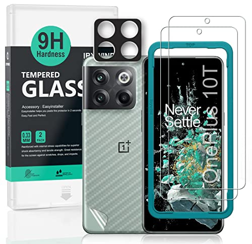 Ibywind Schutzfolie für OnePlus 10T 5G(6,7 Zoll),mit 2 Stück gehärtetem Glas,1 Stück Kameraobjektivschutz,1 Stück Kohlefaser-Rückseite,Fingerabdruckleser