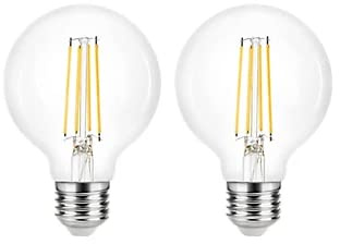 DIALL Set of 2 Large Globe 3.4W 470lm Warm White LED Filament Light Bulb 2700 Kelvin