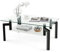 COSTWAY Table Basse Verre trempé, Table Basse Rectangulaire 2 Niveaux, Pieds en Fer, Design Noir, Table Basse Salon pour Salon, Salle, 100 x 60 x 43 cm