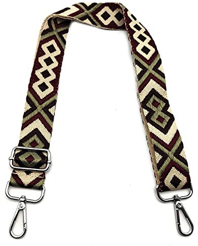 Schultergurt für Taschen Verstellbarer, Taschengurte zum Wechseln Kaffee-Grün-Weinrot 3.8cm Schulterriemen Breit mit Silber Karabiner, Umhängegurt für Taschen für Damen Taschen Handtaschen DIY, 13