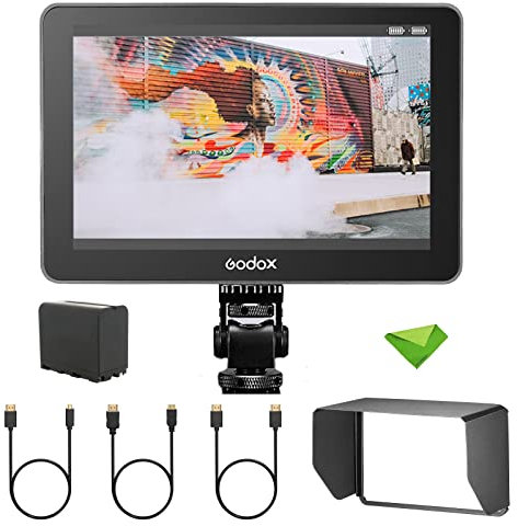 Godox GM7S 4K Camera Monitor 7 1200Nit Ultra-Bright Monitor, 1920 * 1200 Ips Screen Hdmi Input & Output 3D Lut Type-C/Dc/Battery Powered On-Camera Monitor For Dslr Cameras With Sunshade+Battery
