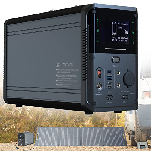 BONAD Generateur Electrique Solaire 1000/1500W,Peak Power 2000/3000W,2Xusb-A(18W),2Xusb-C(60W),2Xdc5521(12V 120W) 2Xac220V,Station d'alimentation Portable pour Le Camping,Les Vacances,1500W