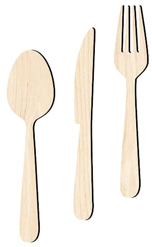 DECHOUS 1 Juego Signo De Cuchillo De Cuchara De Tenedor De Madera Tenedor Cuchara Cartel Para Colgar En La Pared Decoración De La Pared De La Cocina Rústica Encimera Tenedor Cuchillo Tilo