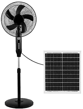 Ventilador de pie Solar Boreal Negro 30W DC batería de Litio de 9h duración con Panel Solar y Puerto USB Cable 4,2 Metros