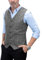 Solove-Suit Herren Elegant Anzug Weste Kariert Plaid Slim Fit Wolle Tweed Weste für Hochzeits(Grau,L)
