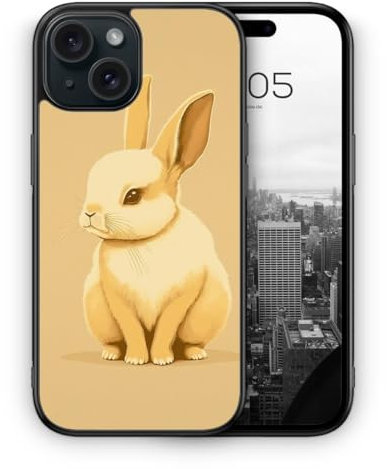 MUNIQASE Süßes Häschen - Silikon Hülle für iPhone 15 - Hasen Tier Schöne Süße Hübsche Schutzhülle Handyhülle Case Cover