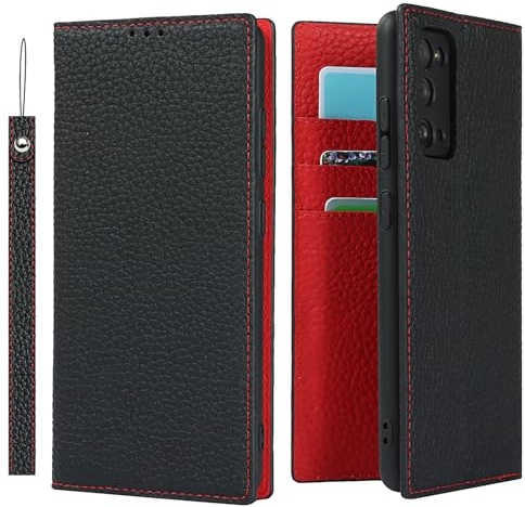 Handyhülle für Samsung Galaxy S20 FE Hülle [Echtes Leder] Klapphülle Schutzhülle - Schwarz