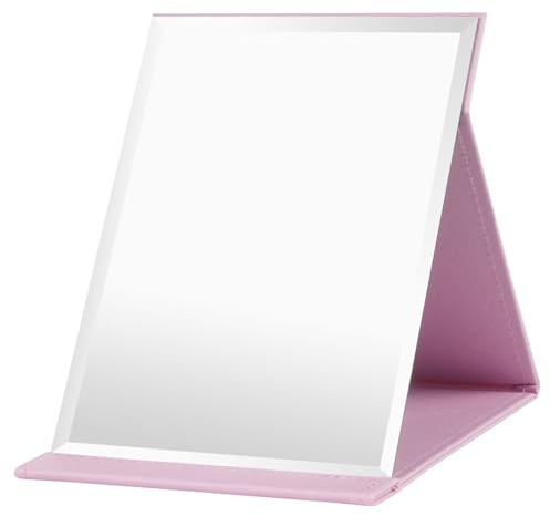OSDUE Miroir de Maquillage, Portable Table Miroir Pliable, Super HD Miroirs Multi Angle Pliant en Cuir PU, Facile à Transporter Miroirs de Voyage, Ultra Fin et Durable Pliable, 18x26cm