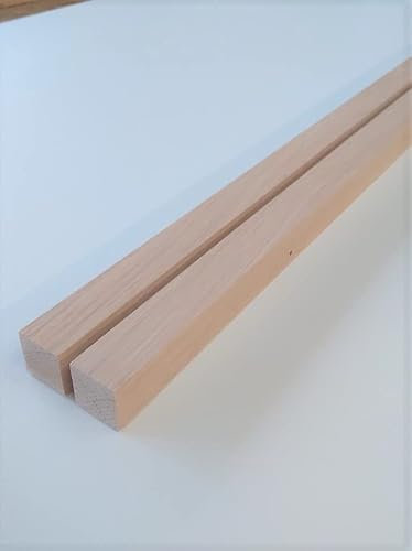 2 listones de madera de roble macizo. 2 x 2 cm de grosor. Longitudes de 20 – 120 cm. (130 cm de largo)