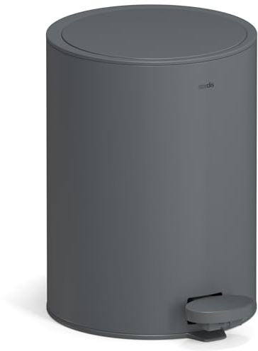 Stardis 3L Pedal Bin - Stainless Steel Matt, Soft Close Hinged Lid, Quiet Close, Grey Bin for Bathroom