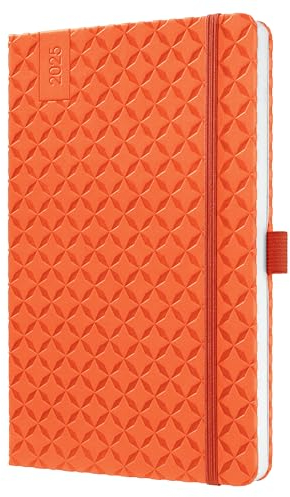 SIGEL J5119 Wochenkalender 2025 A5, Jolie, orange, Hardcover, Gummiband, Stiftschlaufe, Einstecktasche, 174 Seiten, vegan, Buchkalender, Terminplaner