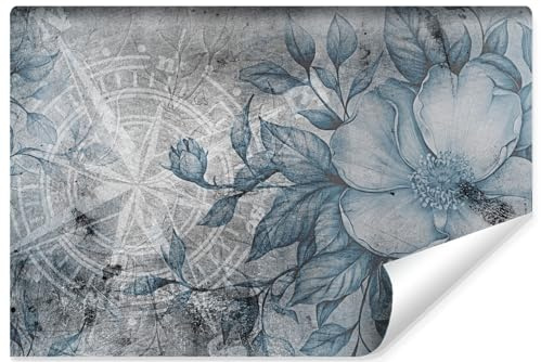 Muralo Fototapete Vlies 3D, Blumen, Kompass-Hintergrund - 368x254 cm | Beeindruckendes 3D-Design, hochauflösender Druck - ideal für Wohnzimmer und Schlafzimmer, Ein außergewöhnliches Raumerlebnis